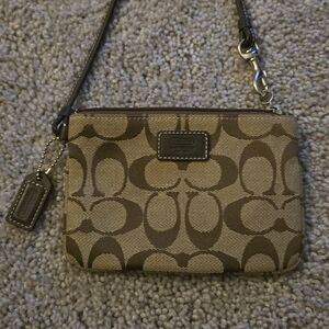 Coach Brown Signature Wristlet